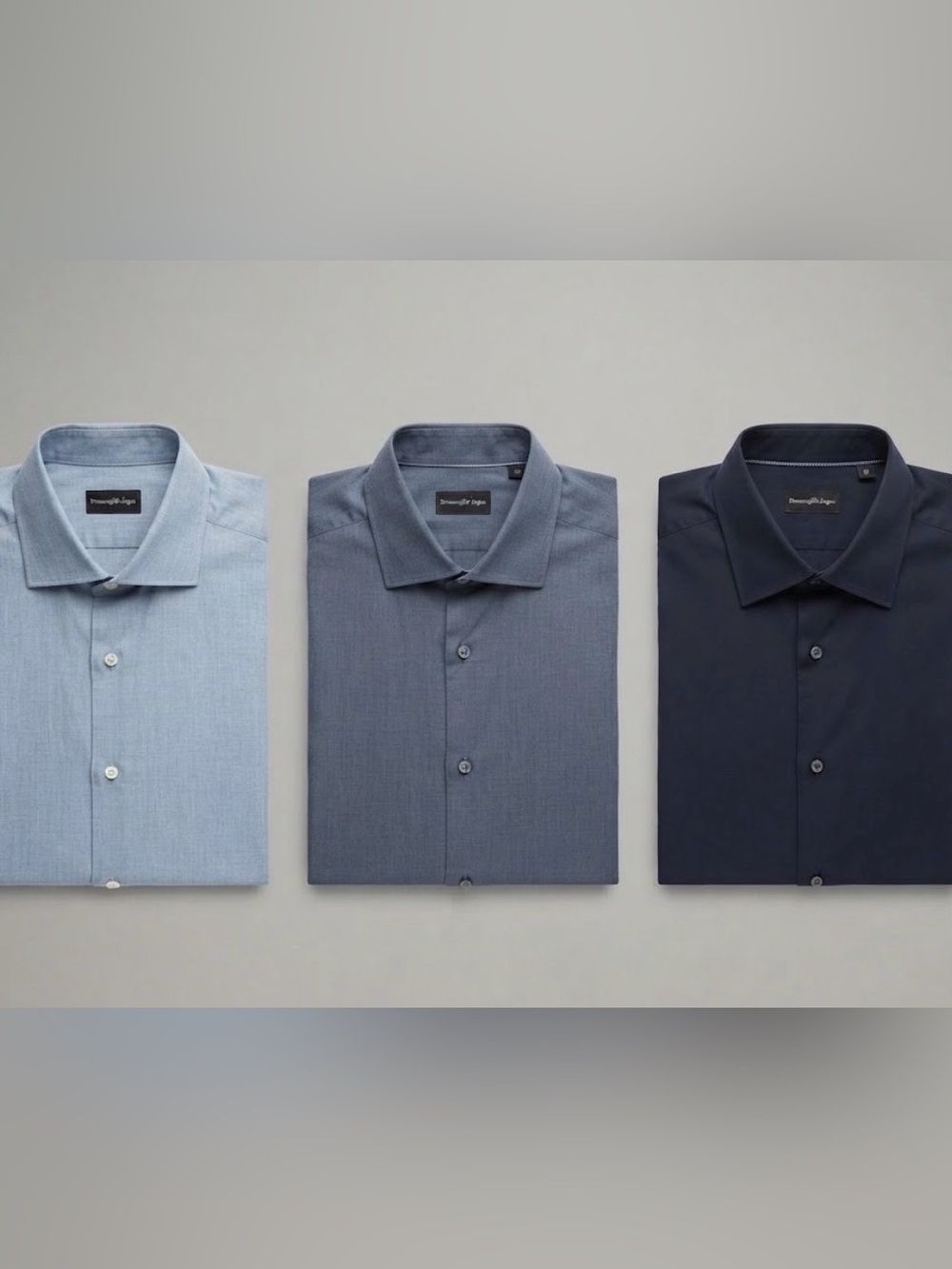 Lot of 3 Ermenegildo Zegna Mens Long Button Down Dress Shirts 3XL Blue Gray XXXL